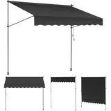 Monucep Klemmmarkise 350 cm Breit, Markise Ohne Bohren mit Handkurbel,Klemmmarkise Balkon UV-beständig,Balkon Sonnenschutz und Wasserdicht,Balkonmarkisen zum Klemmen Grau