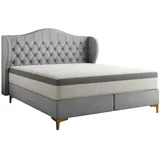 Kaiser Möbel Bett mit Taschenmatratze und Kokosnuss LEGEND Grau 160x200 cm, - Kaiser