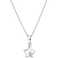 Kette mit Anhänger FIRETTI "Schmuck Geschenk Silber 925 Halsschmuck Halskette Panzerkette Stern", silber (silberfarben, kristallweiß), Halsketten, Mädchen, Silber 925 (Sterlingsilber), L: 38 B: 1mm, mit Zirkonia (synth.), B:1mm