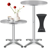 Kesser KESSER® 2in1 Stehtisch Bistrotisch Aluminium Edelstahlplatte höhenverstellbar 70cm / 115cm Partytisch Tisch In- & Outdoor Hochzeit Empfangstisch 4 Standfüße und Regencover