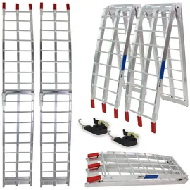 Baumarktplus TRUTZHOLM 2 x Auffahrrampe klappbar 180 cm Traglast 680 kg Alu grau geriffelte Einzelstäbe Verladerampe