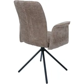 Mendler 6er-Set Esszimmerstuhl HWC-N99, drehbar Armlehne Auto-Return, Stoff/Textil Chenille (340g/m2) Öko-Tex ~ hellbraun