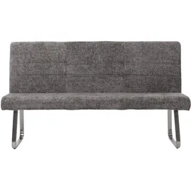 Mendler Esszimmer-Set HWC-G55, 2er-Set Stuhl mit Armlehne+Sitzbank 180cm, Edelstahl gebürstet Stoff/Textil Chenille ~ dunkelgrau