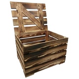 Buri Deko-Holzkiste natur geflammt Obstkiste Weinkiste Beistelltisch Deko - 50 x 41 x 34 cm, geflammt - mit Deckel