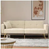 OKWISH Schlafsofa mit Bettfunktion, Bettsofa,Klappsofa,Gästebett, verstellbarem Winkel beige