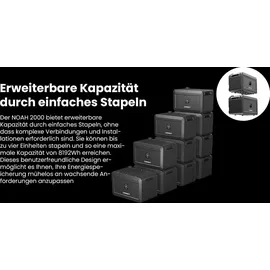 Growatt NOAH 2000 Solarspeicher für Balkonkraftwerk + 2x 450W Bifaziale Solarmodule + 800W Wechselrichter