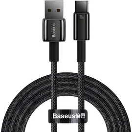 Baseus Tungsten Gold Schnelllade-Datenkabel, USB auf Typ-C, 100 W, 2 m, Schwarz