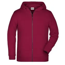 Kinder Hoody Sweatjacke 8026K, wein-rot, Größe XL - rot - XL