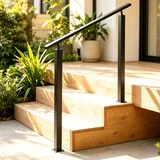 Treppengeländer Schwarz Eckig, Handlauf Treppe Metall, Handlauf mit Flexiblem Winkelverstellung, Handläufe für Treppen 100 cm, Gelände, inkl Montagematerial, für Innen und Außen (Schwarz-B)