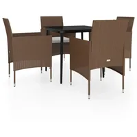 VidaXL 5-tlg. Garten-Essgruppe mit Kissen Braun und Schwarz