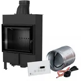 Intelligenter Kamineinsatz LUCY SLIM 8 kW Ø 160 schwarz Verkleidung MSK GLASS