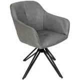 SAM Outillage Esszimmer Drehstuhl, Kunstlederbezug Anthrazit Metallgestell ELBE