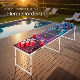 Tectake Bierpongtisch 61 cm x 240 cm x 71 cm Bunt