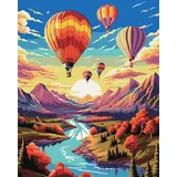 IDEYKA Ballonflug - Malen nach Zahlen für Erwachsene, einfaches Acryl-Malen nach Zahlen für Erwachsene, malen nach zahlen erwachsene mit rahmen,DIY-Malen nach Zahlen als Geschenk, 40х50cm