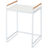 YAMAZAKI 3613 Tosca Allzweckregal, weiß, Stahl/Holz, Minimalistisches Design, 36 x 30 x 47,5 cm (LxBxH)