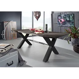 MASSIVMOEBEL24.DE Esstisch Akazie 240x100x76 grau lackiert IRON LABEL #118 - Grau