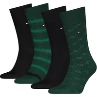 Socken TOMMY HILFIGER, Damen, Gr. 39-42, grün (deep grün, schwarz), Obermaterial: 79% Baumwolle, 19% Polyamid, 2% sonstige Fasern, Socken Socken