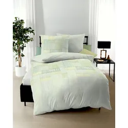 Bettwäsche KAEPPEL "Consider", grün (lind), B/L: 155cm x 220cm, , Seersucker, B/L: 80cm x 80cm, Seersucker, Obermaterial: 100% Baumwolle, Bettwäsche