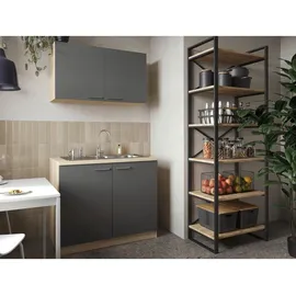 Respekta Merle Pantry-Küche mit integrierter Spüle 100 cm grau