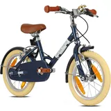 PROMETHEUS BICYCLES Kinderfahrrad 14 Zoll ab 4 Jahre – Retro/Vintage Look - Felgenbremse & Ständer BLAU|navyblau 14"