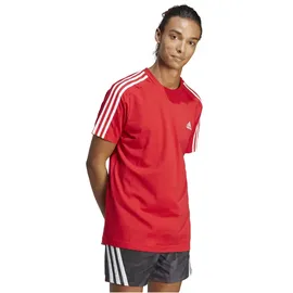 Adidas Herren Shirt Essentials Single Jersey 3-Streifen T-Shirt chilirot|WEISS M