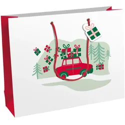 Clairefontaine 6x Geschenktasche Shopping, Hohoho, 37,3x11,8x27,5cm - Weiß X-30876-6C