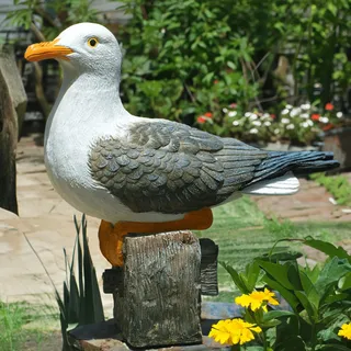 Euiroet, echte Möwen-Statue für draußen, lustige Vogel-Skulptur, Gartendekoration für Strand und Garten, Harz-Tier-Meeresvogel-Ornamente, Küsten-Dekor, Terrassendekoration für Garten, Rasen und Hof