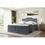 ALTDECOR Boxspringbett mit 2 Matratzen und Topper - 180x200 cm - VILA-1 KING - Dunkelgrau Samt - Polsterbett mit, H3- und H4- Matratzen, Bettkasten... - Dunkelgrau