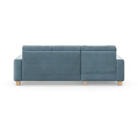 Home Affaire Ecksofa HOME AFFAIRE "Summer L-Form", blau (blau, grau), B:249cm H:91cm T:164cm, 100% Polyester, Sofas, Ecksofa, mit Recamiere, mit oder ohne Bettfunktion und Bettkasten, Cord-Bezug