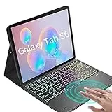 QYiD Tastatur Hülle für Galaxy Tab S6 10.5 Zoll (T860 / T865 / T866 / T867), Beleuchtete Kabellose Tastatur mit Trackpad, QWERTY Tastatur Hülle für Galaxy Tab S6, Schwarz