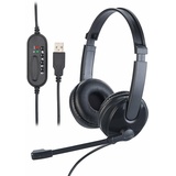 Callstel USB-On-Ear-Stereo-Headset, Schwanenhals-Mikrofon, Kabel-Fernbedienung