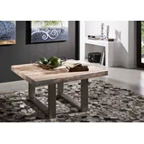 MASSIVMOEBEL24.DE Couchtisch Akazie Beige 90 x 90 x 45 cm
