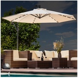Swing&Harmonie Luxus Sonnenschirm mit LED Beleuchtung Ampelschirm 300 cm Garten Schirm Pavillon