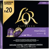 L'OR Lungo Profondo 8, Kaffeekapseln Nespresso®* kompatibel (20 Kaffeepads), intensiv-würzig, Intensität 8/11