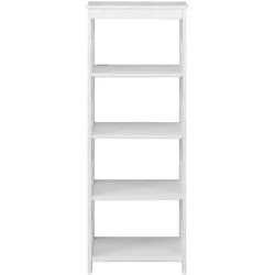 Rebecca Mobili Geschnitztes Bücherregal mit 4 Fächern aus weißem MDF