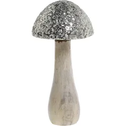 Chic Antique Deko Pilz mit glitzerndem Schirm, H25/Ø 12 cm natur