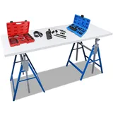 Fiqops Arbeitsbock 6er set Arbeitsböcke Tragkraft 200 kg 7-fach klappbock Böcke Höhenverstellbar 80-130 cm Metall Gerüstbock Gestelle Gerüstböcke Unterstellbock klappböcke