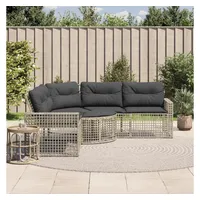 vidaXL Gartensofa in L-Form mit Kissen und Fußbank Hellgrau Polyrattan