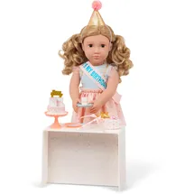 Our Generation Puppenzubehör Geburtstagspuppe 46 cm Lebensechte braune Augen und gewelltes dunkelblondes Haar
