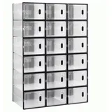 Schuhboxen Set 18 Stück, Transparente Schwarze Schuhaufbewahrungsboxen, Faltbarer Schuhschrank, Stapelbar Mit Magnettür