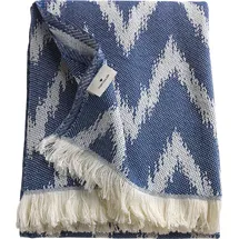 Tom Tailor HOME Wohndecke »Zig Zag« mit feinem Fransenabschluss, Kuscheldecke blau
