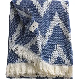 Tom Tailor HOME Wohndecke »Zig Zag« mit feinem Fransenabschluss, Kuscheldecke blau