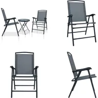 vidaXL 3 tlg. Bistro Set Grau Stahl - Bistroset - Bistrosets - Balkonset - Balkonsets - Grau
