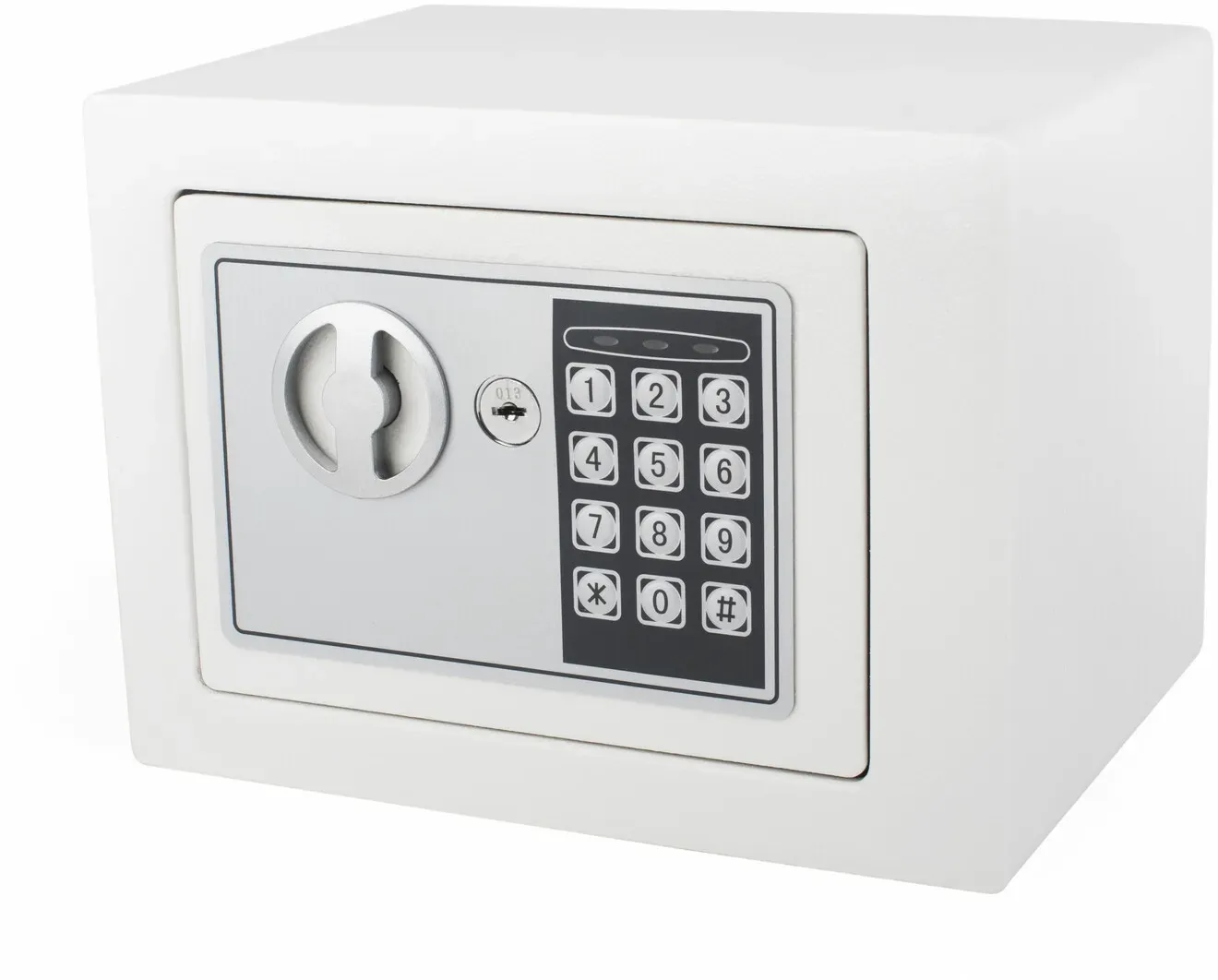 Tresor Safe 23x17x17cm mit elektronischem Zahlenschloss für Tisch/Wandmontage weiß