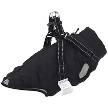 vidaXL Hundemantel mit Geschirr Wasserdicht Reflektierend Schwarz L36