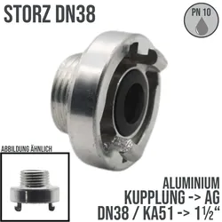 STORZ DN38 KA51 Kupplung Außengewinde AG 1 1/2 Saug Bau Feuerwehr Schlauch PN 1..."