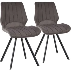 Esszimmerstühle  Küchenstuhl Polsterstuhl Design Stuhl mit Rückenlehne, mit Sitzfläche aus Samt, Gestell aus Metall 2 St. Dunkelgrau