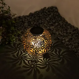 GLOBO LED Solar Kugelleuchte Geflecht Metall spritzwassergeschützt grau silberfarben