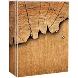 Banjado XXL Medizinschrank Abschliessbar 35x46x15cm Arzneischrank Weiß Aus Metall Mit Motiv Baumscheibe