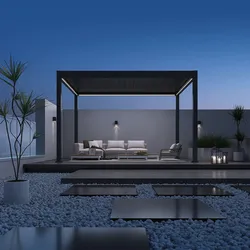 Weide E-Deluxe  elektrische Pergola mit LED  Voll Aluminium  3,6 x 4 M  motorisiertes Lamellendach anthrazit